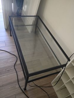 Pottery barn coffee table double glass double layer