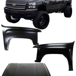 Silverado Hood and Both Fenders Fits 2007 to 2013  Parts Come Black Primed Ready To Paint