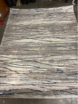 New 8’ x 10’ Ivory Stripe Shag Indoor Area Rug