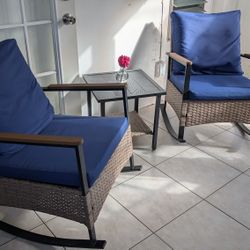 2 Wicker Rocking Chairs With Table Asking $350 New . 