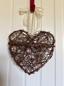 Grapevine Heart Wreath with Ribbon 9.5"x8.5"