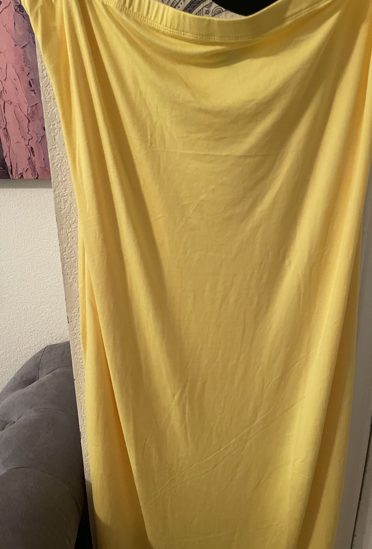 Plus size strapless yellow thin long dress size 3X New 