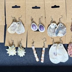 Lot of 14 Pairs Handmade Shell Earrings - Boho Beach Style