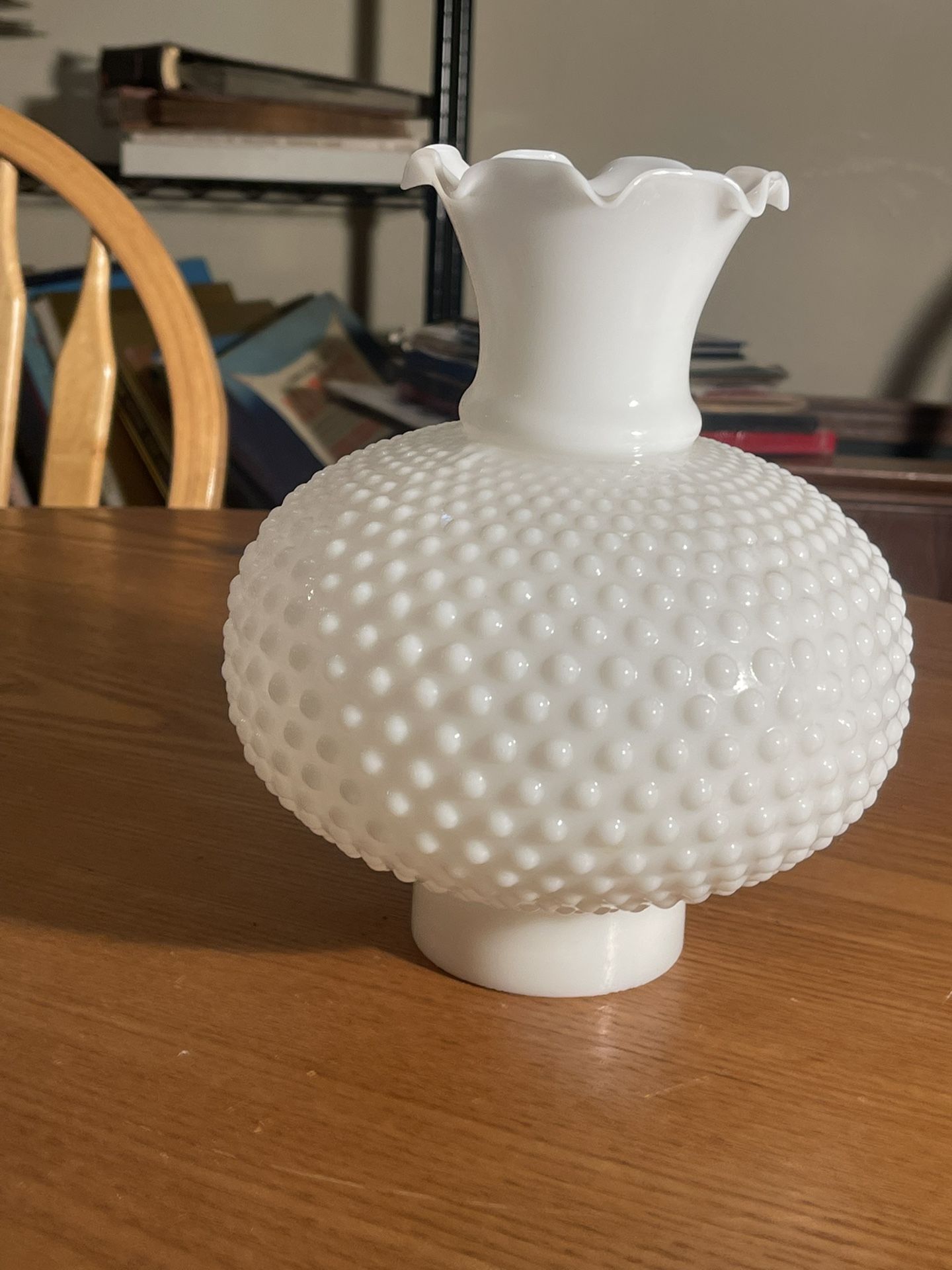 Vintage Milk Glass Hobnail Hurricane Lamp Shade, 8 1/4" Tall, 3" Fitter