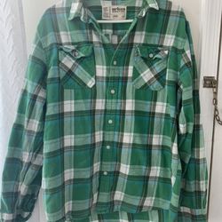 Urban Pipeline Size Large Green Plaid Men Button Down 100% Cotton