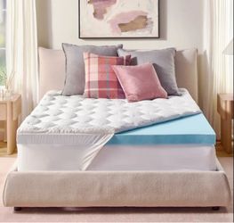 NEW in orig BOX. Novaform Pillow Top Gel Queen Memory Foam Mattress Topper