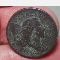 . 17SX2850 LOW MINTAGE 1794 HALF CENT W/LEGIBLE LETTERING HARD FIND