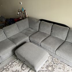 Grey Sectional with Ottoman