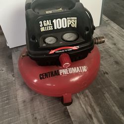 Central Pneumatic 3 Gallon Air Compressor – 100 PSI (Oil-less)