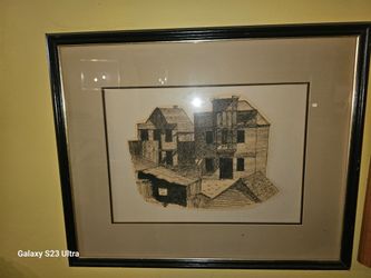 Framed Black and White Architectural Sketch
