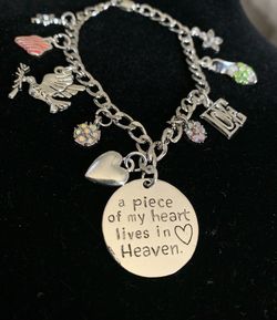 A piece of my heart lives in heaven Charm Bracelet