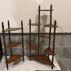 Vintage Wooden Corner Shelf Set