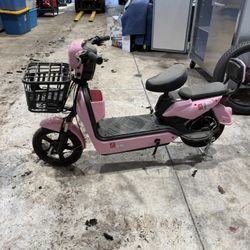 Pink moped