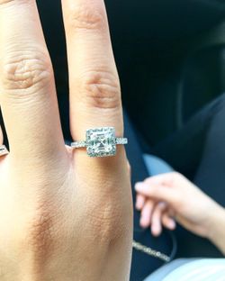 Diamond Engagement Ring with Forever One Moissanite Center Stone