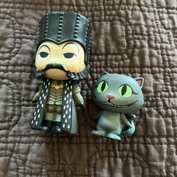 Alice İn Wonderland Father Time And Cat Figures