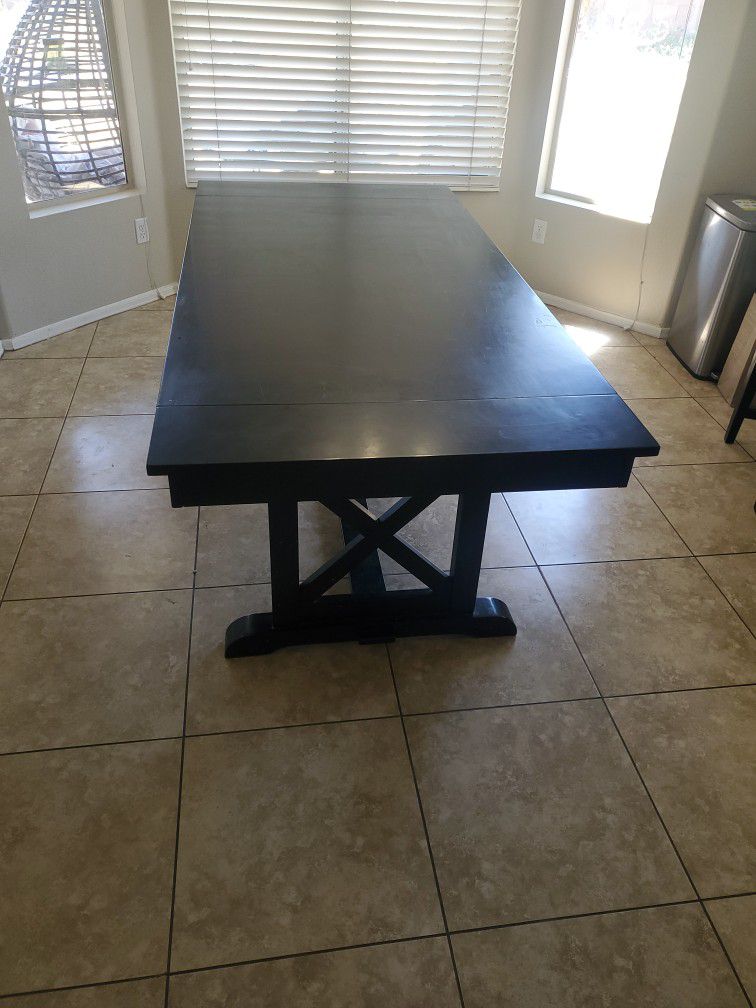Extendable Kitchen Table In Black With Built In Leaves - Dining Table