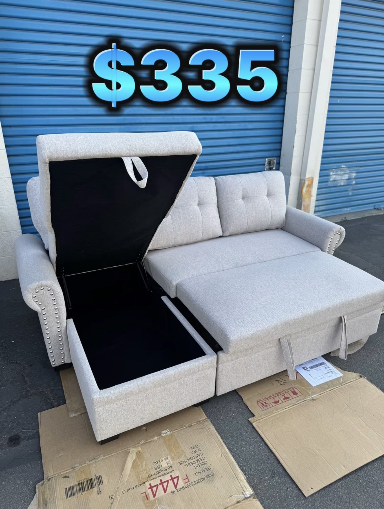 Light Gray Pull Out Bed Sectional Couch ποΈ New Open Box Sofa Bed Couch