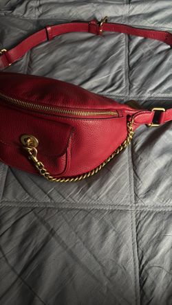 New Deep Red Coach Purse With Gold Hard wear