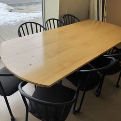 Giant Wood Meeting Table With 8 Chairs 