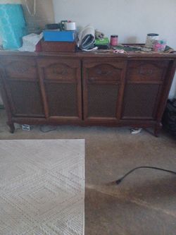 Vintage Wood Console Stereo Cabinet