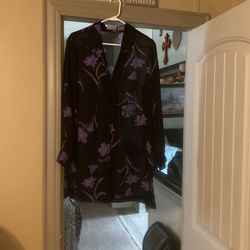 Black And Purple Flowered Blouse