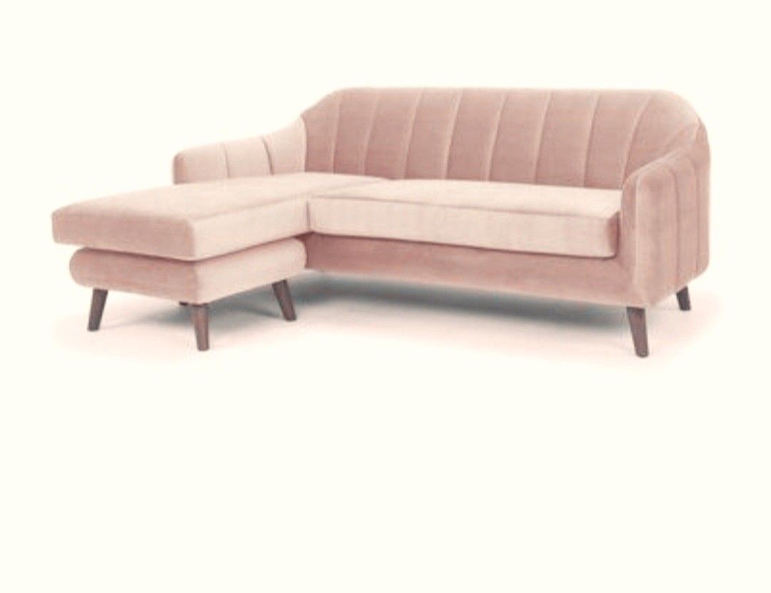 Mistana Blush Velvet Reversible Sofa & Chaise – Lightly Used, 81”