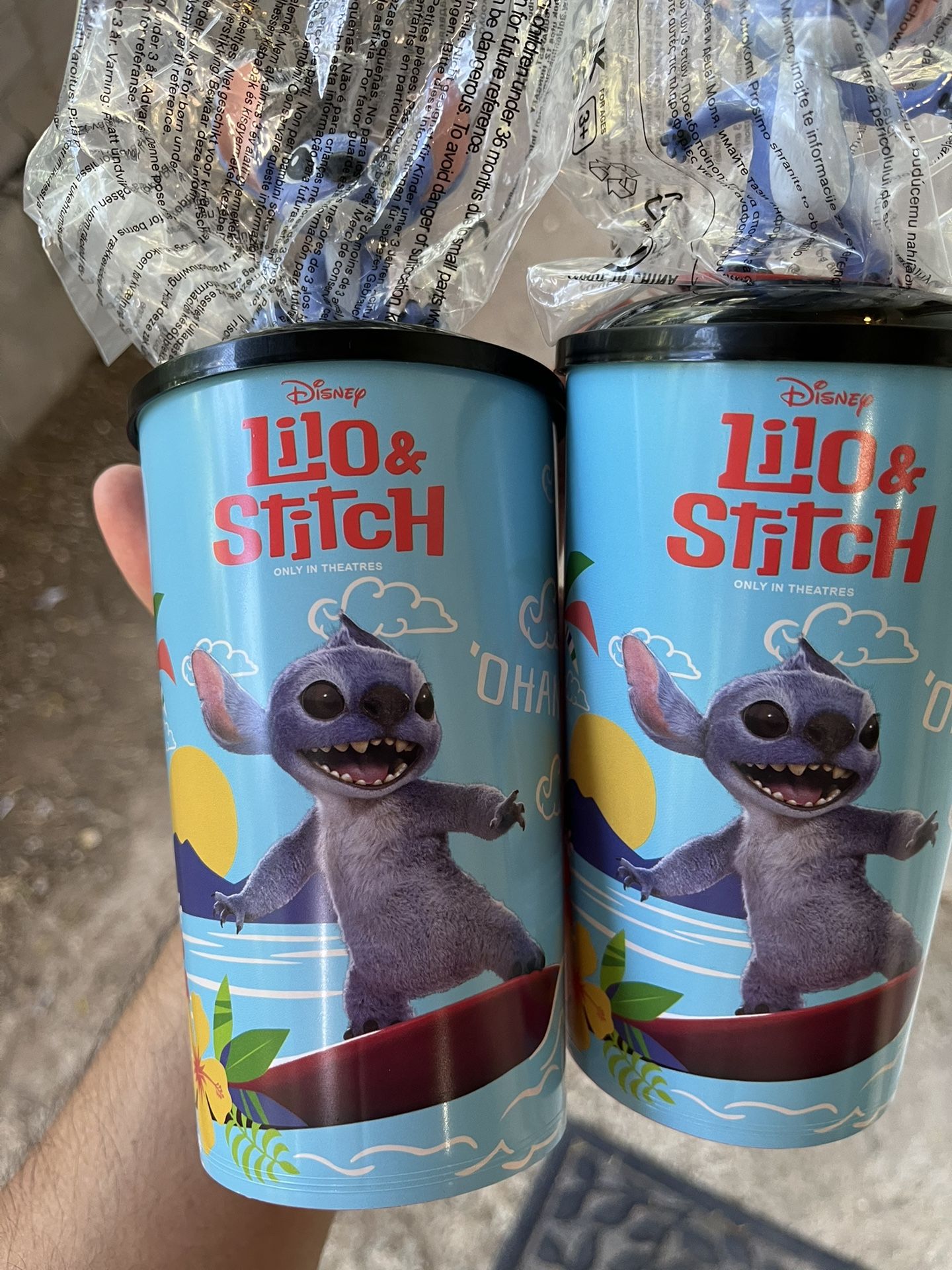 Disney Lilo & Stitch 2025 2 Amc Exclusive Movie Cups with Stitch Toppers & Lid