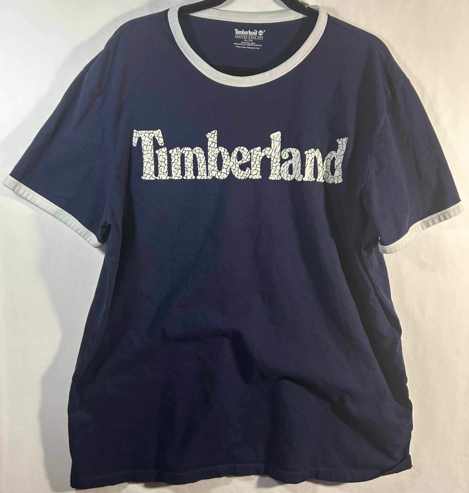 Timberland Mens XL Navy Tshirt Logo Short Sleeve Top Crewneck Cotton