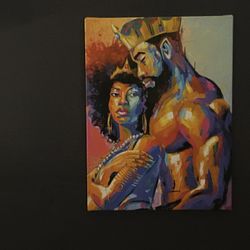 MOVING EVERYTHING MUST GO! CANVAS OF African American Couple Contemporary Art FOR SALE!