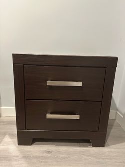 Dark Brown Modern Wood 2-Drawer Nightstand
