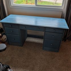 63 inches long blue desk