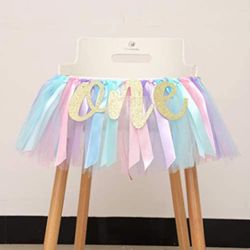 1st Birthday Banner/Tulle Skirt For High Chair