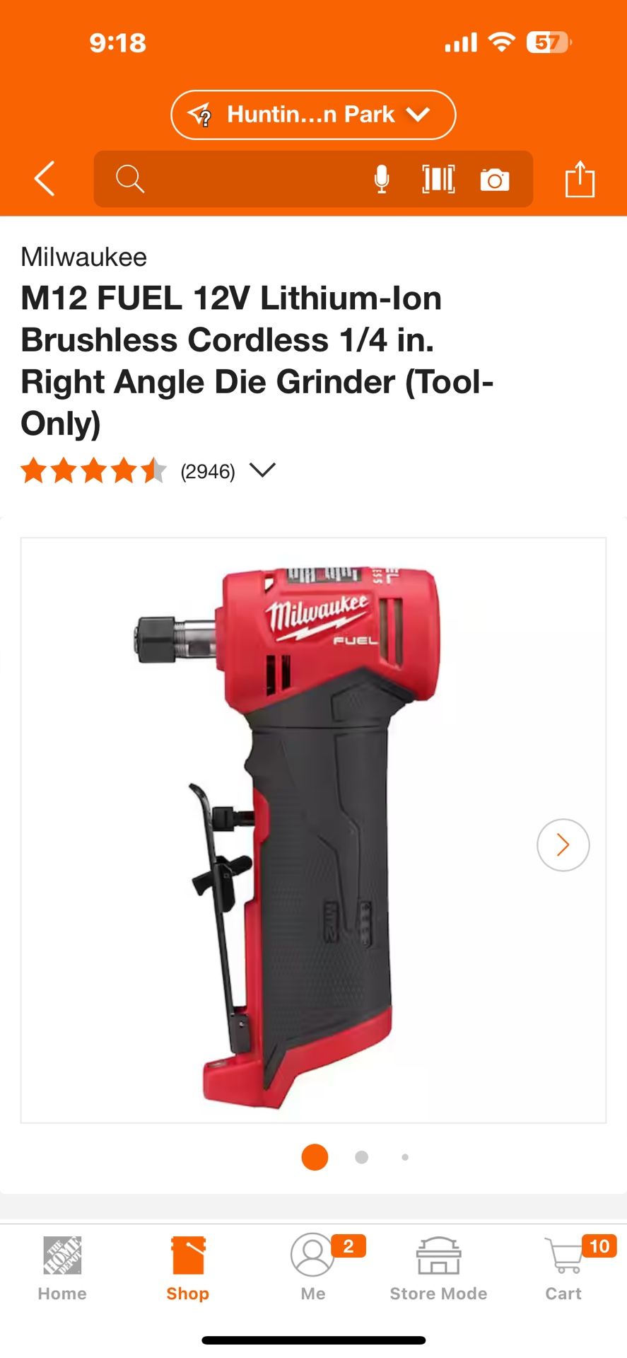 Milwaukee M12 FUEL 12V Lithium-lon Brushless Cordless 1/4 in. Right Angle Die Grinder (Tool-Only)