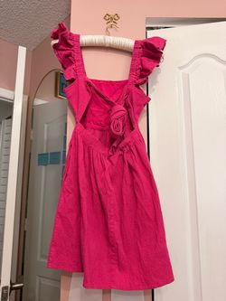 Hot Pink Ruffle Mini Dress with Rosette