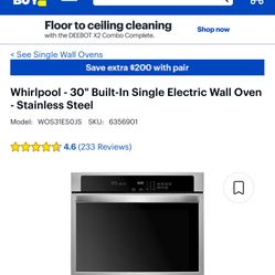 Whirlpool - 30" Built-In Single Electric Wall Oven - Stainless Steel