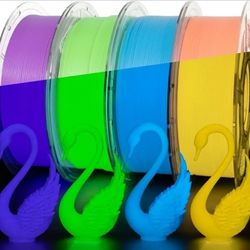 4 Pack 3D Printer Filament Bundle, Glow in The Dark Filament Orange, Green, Blue, and Purple, PETG Filament 1.75 mm, Dimensional Accuracy