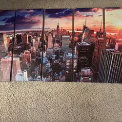 5 Piece New York Skyline Canvas Pictures