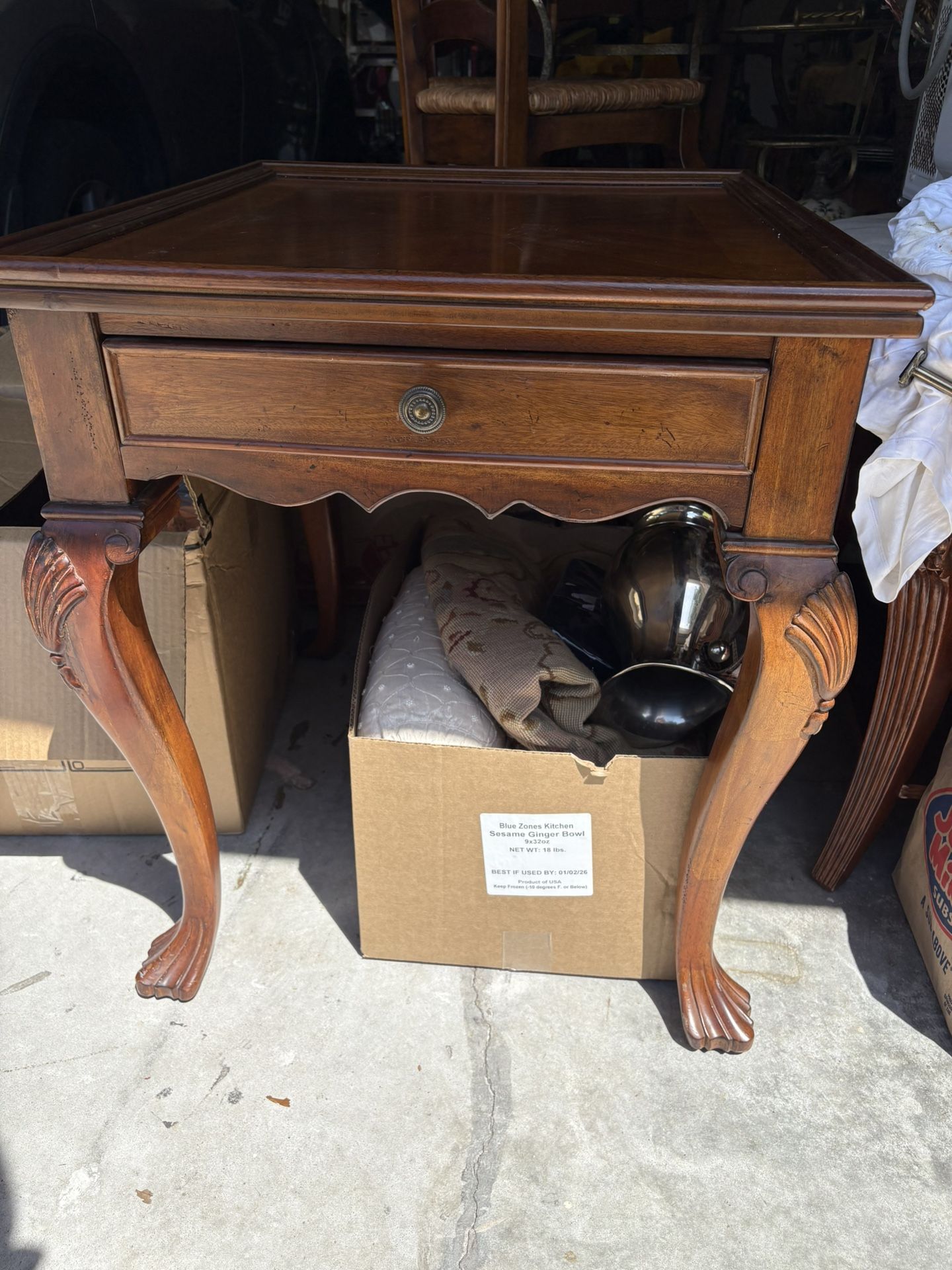Wood Table With Drawer