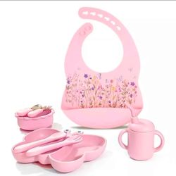 Silicone Feeding Set | 8 Pcs Baby Led Weaning Supplies with different designs- new.