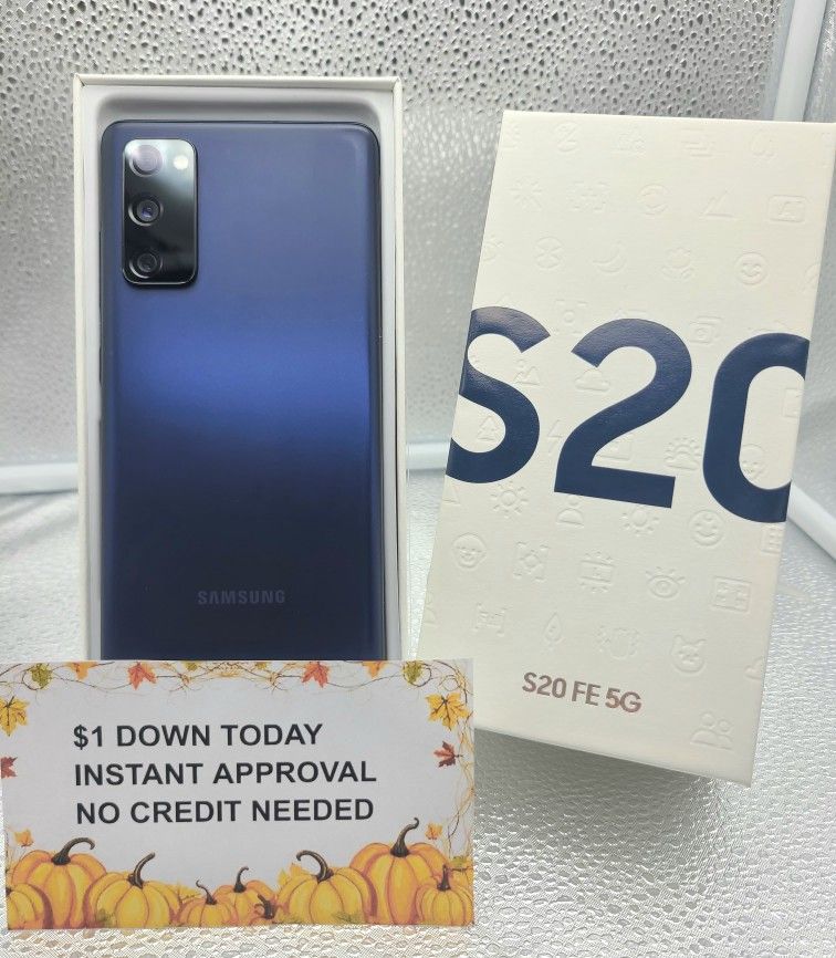 SAMSUNG GALAXY S20 FE 5G 128GB UNLOCKED. FREE SMARTWACH/ HEADPHONES. PAY $1 TODAY REST IN PAYMENTS. NO CREDIT NEEDED FINANCING
