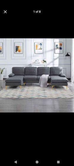 New in box 
107.9” U Shaped Sectional Sofa with Double Extra Wide Chaise, Seat Cushions & Removable Back, for Living Room, Office, Apartment