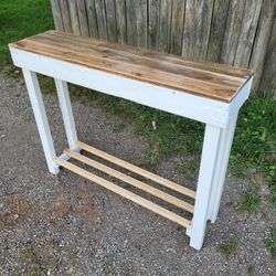 Modern Farmhouse Rustic Primitive Wooden Console Table  Sofa Table