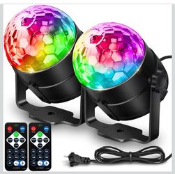 NEQUARE Disco Ball Party Lights 2-Pack, Sound Activated Strobe with Remote 7 Modes Stage Party Lights for Home Room Dance New Years Eve Gifts Birthday