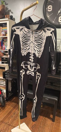 Skeleton Halloween Costume Jumpsuit with Hood