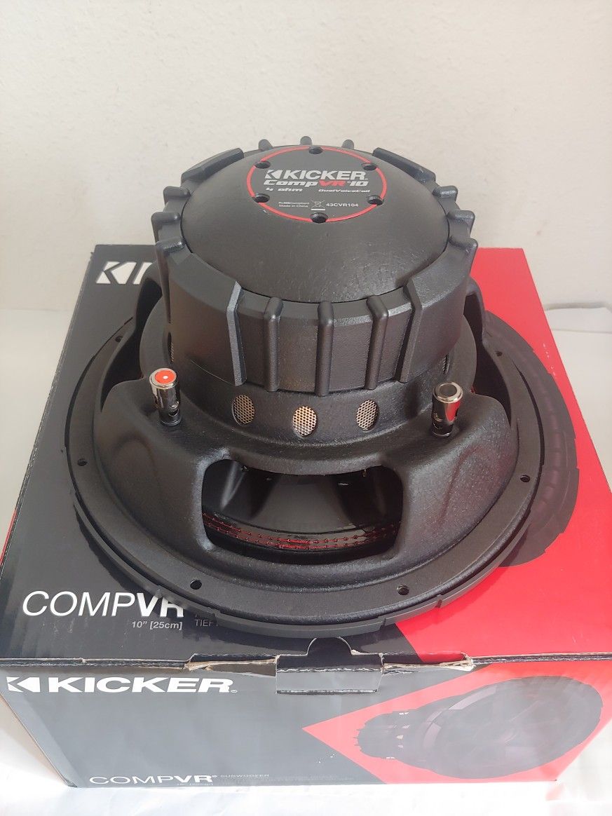 KICKER (1) 10 INCH DUAL 4 OHM VOICE COIL 700 WATTS CAR SUBWOOFER ( BRAND NEW PRICE IS LOWEST INSTALL NOT AVAILABLE )