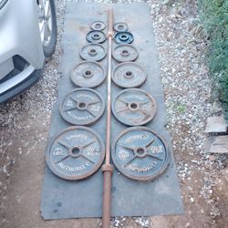 245lbs Olympic Weights+ 7ft 45lb Barbell 