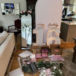 TIK TOK SWEET 16 WEDDING BIRTHDAY PARTY DECORATIONS DECOR Signs Mirror Flowers Vases Candle Holders Runners Cake Table Arch
