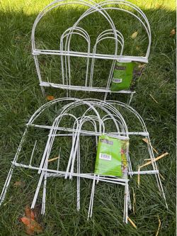 3 New Garden Craft White Metal Garden Border Fences – 18” x 8’ – Unused