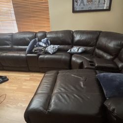 Ashley Furniture Brown Leather Couch  