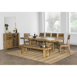 Rustic Wood Dining Table, Bench and Chairs Set - $2800 Retail